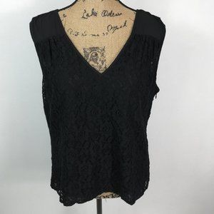 Laundry by Shelli Segal Black Laser Cut Lace Top
